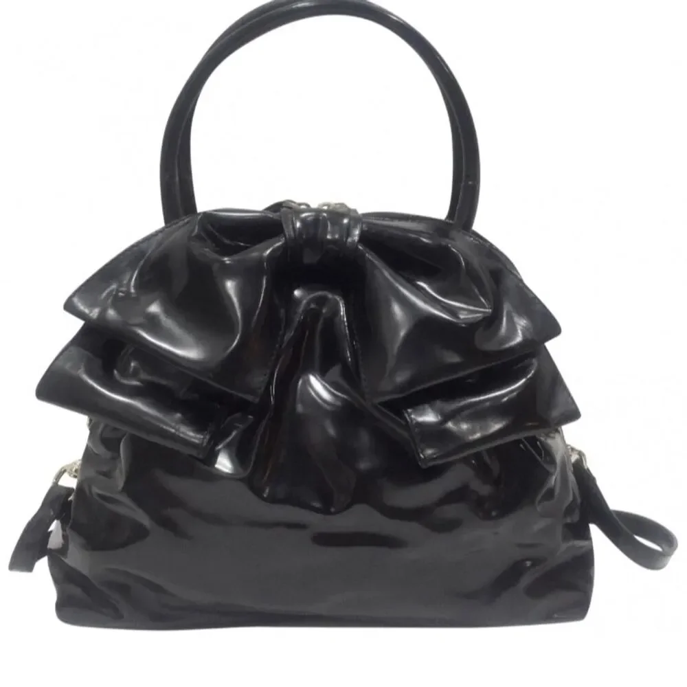 LAST MARKDOWN! Valentino Garavani Black Patent Leather Bow Satchel Bag